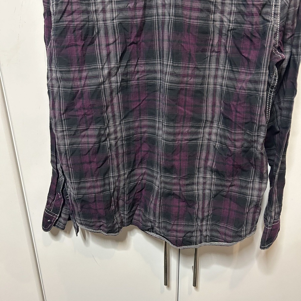 Route 66 Mens Purple Black Plaid Long Sleeve Button Down Shirt Large Western - Picture 9 of 12
